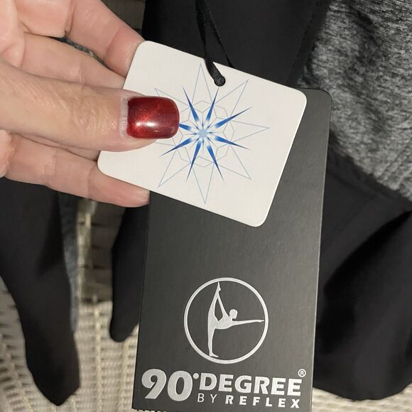 90 Degree By Reflex Hooded Running Jacket Women's M Gray Black Full Zip NEW - Picture 8 of 10